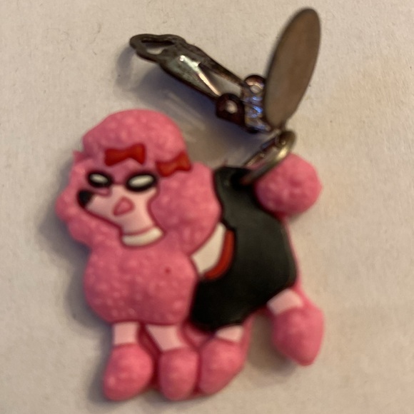 Pink Poodle Clip On Earrings. 2008. Perfect for Fifties Costume. - Picture 3 of 4